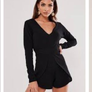 Black Plunge Skort Romper (new with tags)